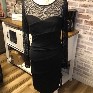 WhiteHouse Black Market Little Black Dress size 8. Laced long sleeves Sexy Dress
